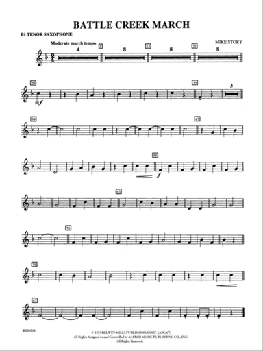 Battle Creek March: B-flat Tenor Saxophone