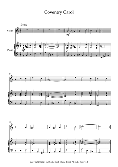 Coventry Carol (Violin + Piano)