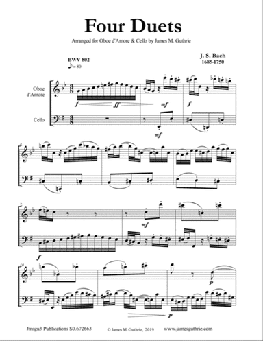 Bach: Four Duets for Oboe d'Amore & Cello
