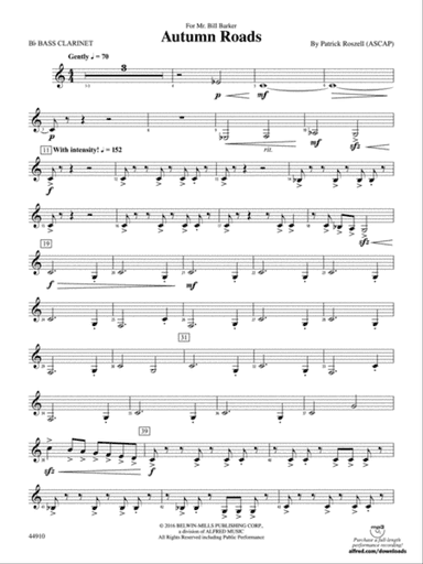 Autumn Roads: B-flat Bass Clarinet