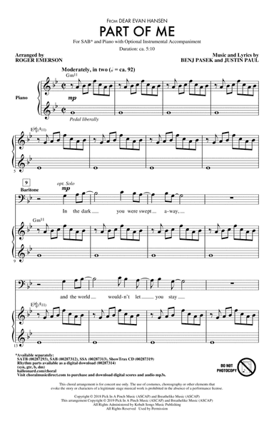 Part Of Me (from Dear Evan Hansen) (arr. Roger Emerson)