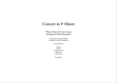 "Winter" from The Four Seasons arranged for Chamber Wind Ensemble & Bass