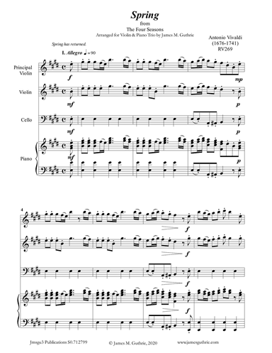Vivaldi: The Four Seasons Complete for Violin & Piano Trio