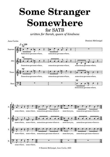 Some Stranger Somewhere (SATB)