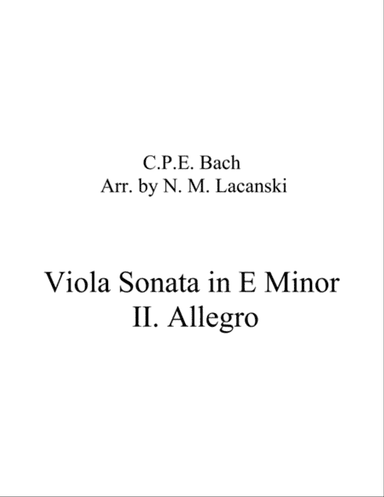 Sonata in E Minor for Viola and String Quartet II. Allegro