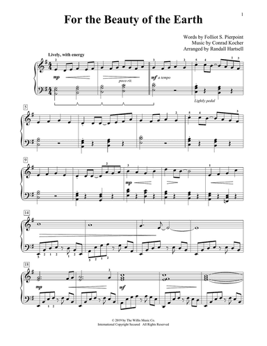 For The Beauty Of The Earth (arr. Randall Hartsell)