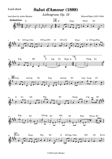 Edward Elgar - Salut d'Amour (Liebesgruss) - lead sheet