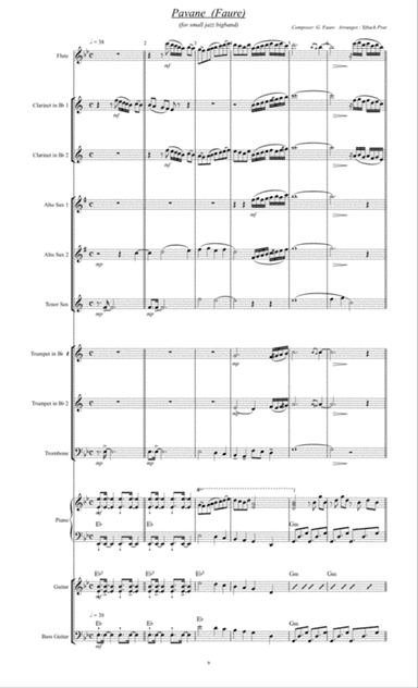 Pavane (Faure) for a medium (Latin) jazz band