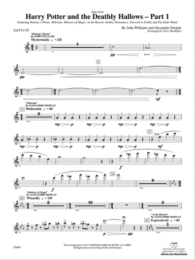 Harry Potter and the Deathly Hallows, Part 1, Suite from: 2nd Flute