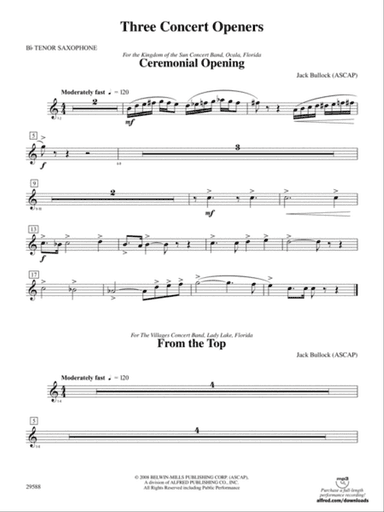 Three Concert Openers: B-flat Tenor Saxophone