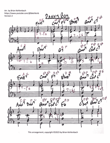 Danny Boy jazz piano arrangement