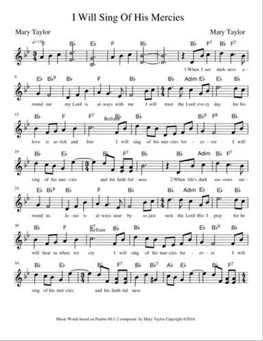 I Will Sing Of His Mercies