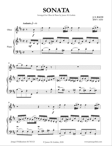 BACH: Six Sonatas BWV 1030-1035 for Oboe & Piano