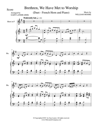 BRETHREN, WE HAVE MET TO WORSHIP (Duet – French Horn and Piano/Score and Parts)