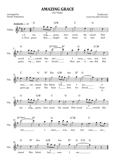 Amazing Grace (for Violin solo)