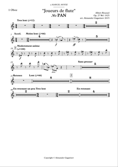 Joueurs de flute, for Flute & Symphony Orchestra (arr.), Set of Parts