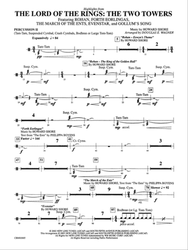 The Lord of the Rings: The Two Towers, Highlights from: 2nd Percussion