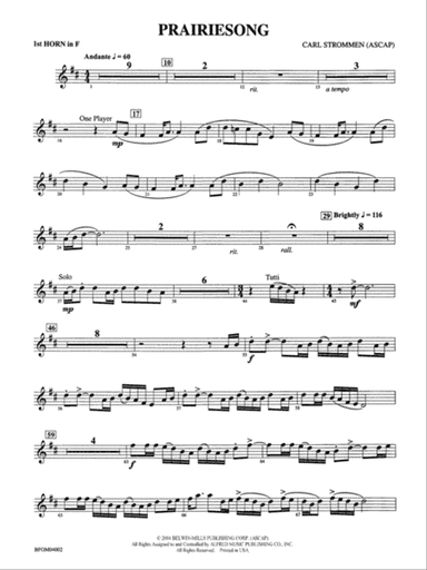 Prairiesong: 1st F Horn