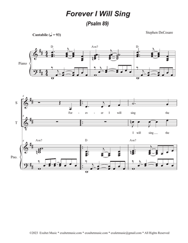 Forever I Will Sing (Psalm 89) (2-part choir - (Soprano and Tenor)