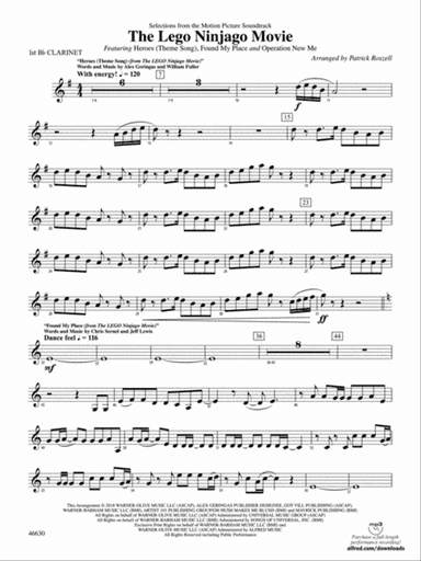 The LEGO® Ninjago® Movie™: Selections from the Motion Picture Soundtrack: 1st B-flat Clarinet