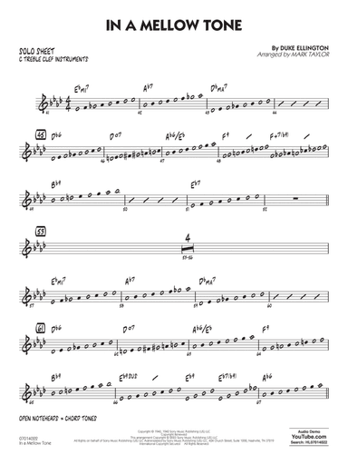 In A Mellow Tone (arr. Mark Taylor) - C Solo Sheet