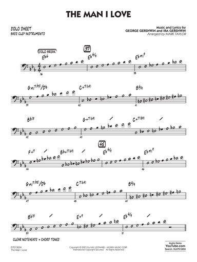 The Man I Love (arr. Mark Taylor) - Bass Clef Solo Sheet