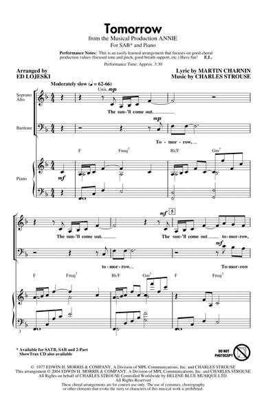 Tomorrow (from Annie) (arr. Ed Lojeski)