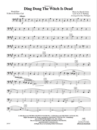 Variations on Ding Dong the Witch Is Dead (fromThe Wizard of Oz): (wp) E-flat Tuba B.C.