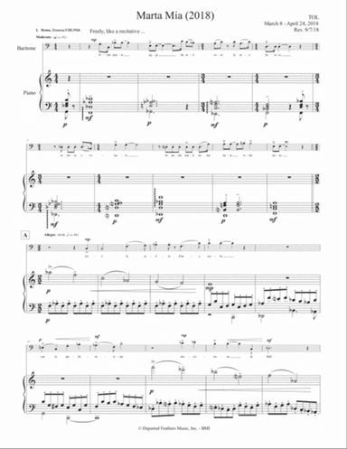 Marta Mia (2018) piano-vocal score