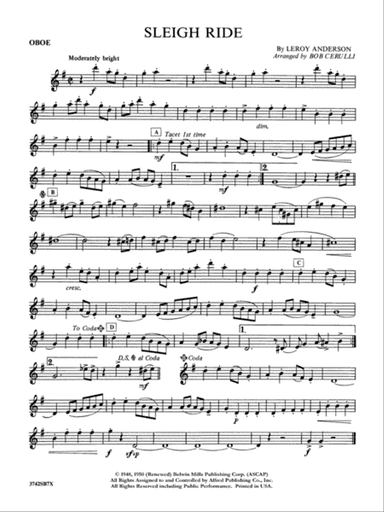 Sleigh Ride: Oboe