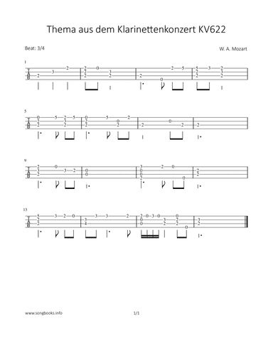 Thema aus Klarinetten Konzert KV622