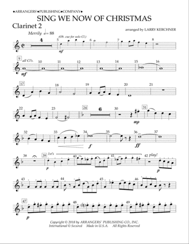 Sing We Now of Christmas (arr. Larry Kerchner) - Bb Clarinet 2