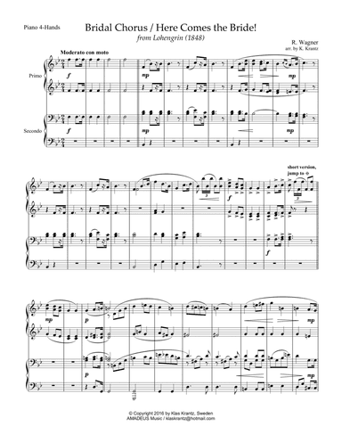 Wedding Music (Wager/Mendelssohn) for 1 piano, 4 hands (piano duet)