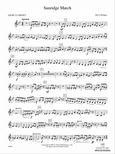 Sunridge March: 2nd B-flat Clarinet