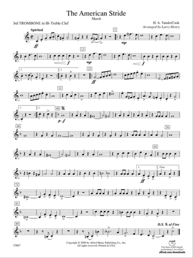 The American Stride: (wp) 3rd B-flat Trombone T.C.