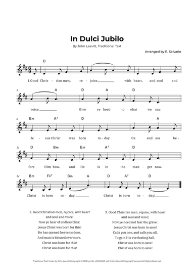 In Dulci Jubilo (Key of D Major)