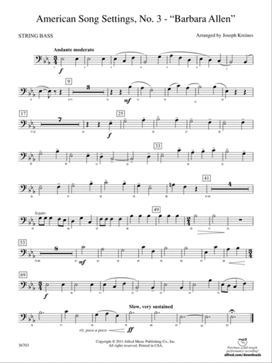 American Song Settings, No. 3 "Barbara Allen": (wp) String Bass