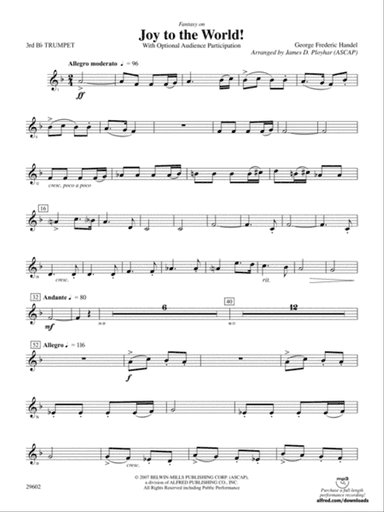 Joy to the World: 3rd B-flat Trumpet