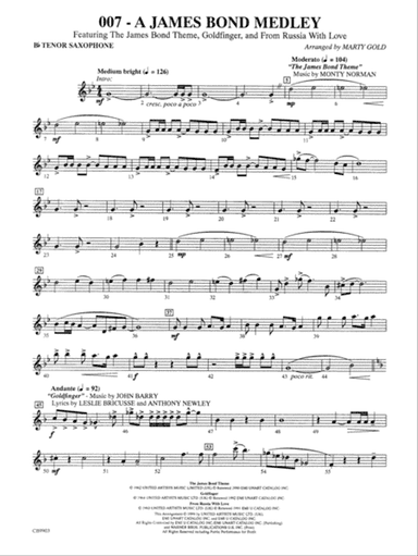 007 -- A James Bond Medley: B-flat Tenor Saxophone