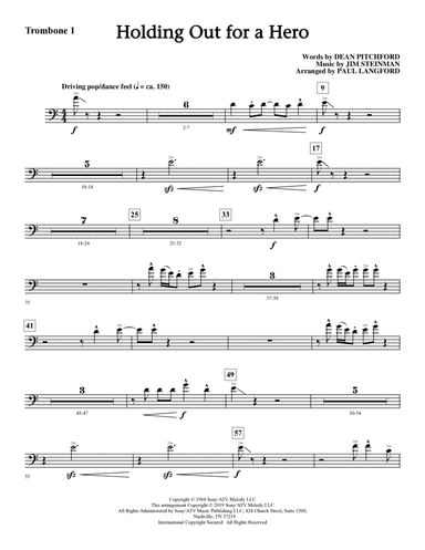 Holding Out for a Hero (from Footloose) (arr. Paul Langford) - Trombone 1