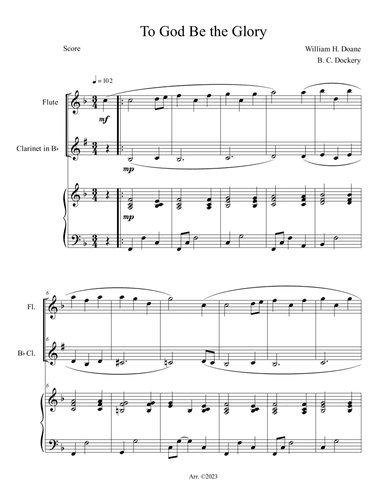 To God Be the Glory (Flute and Clarinet Duet with Piano Accompaniment)