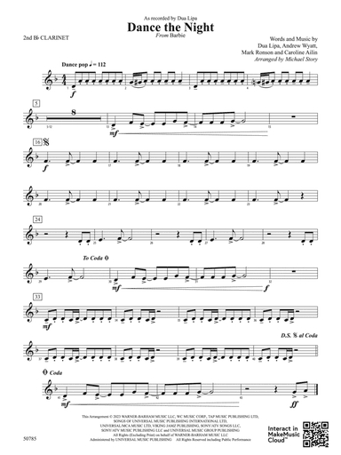 Dance the Night: 2nd B-flat Clarinet