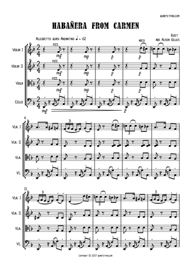 Habañera from Carmen - String Quartet