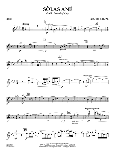 Sòlas Ané (Yesterday's Joy) - Oboe