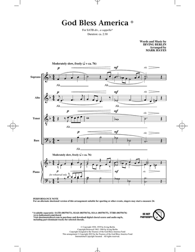 God Bless America (arr. Mark Hayes)
