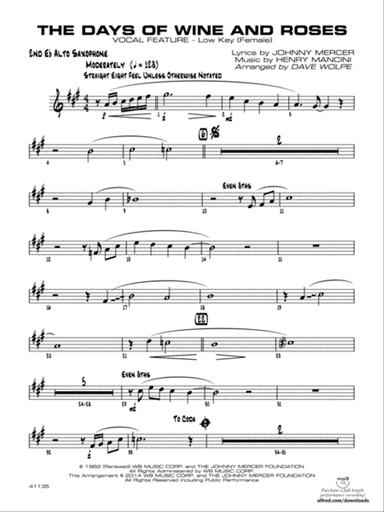 The Days of Wine and Roses: 2nd E-flat Alto Saxophone
