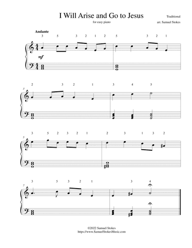 I Will Arise and Go to Jesus - for easy piano