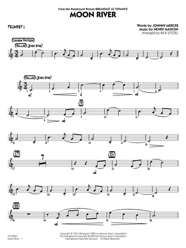 Moon River (arr. Rick Stitzel) - Trumpet 1