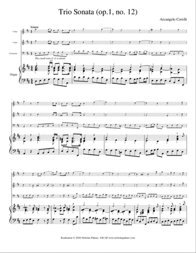 Trio Sonata in D major (op.1, no. 12) - Arcangelo Corelli