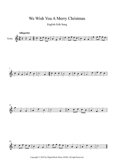 We Wish You A Merry Christmas - English Folk Song (Violin)